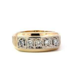 Mens 14K Gold & Diamond Estate Band 078104