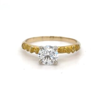 1.01ct Lab Grown Diamond In 14K Yellow Gold & Gold Nuggets 090556