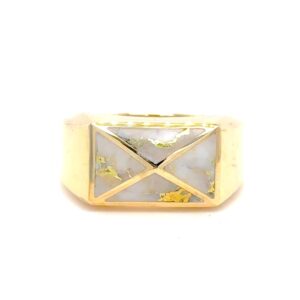 Gold Quartz Mens Ring 348G2