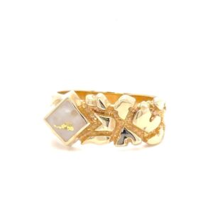 Gold Quartz Mens Ring 349G2