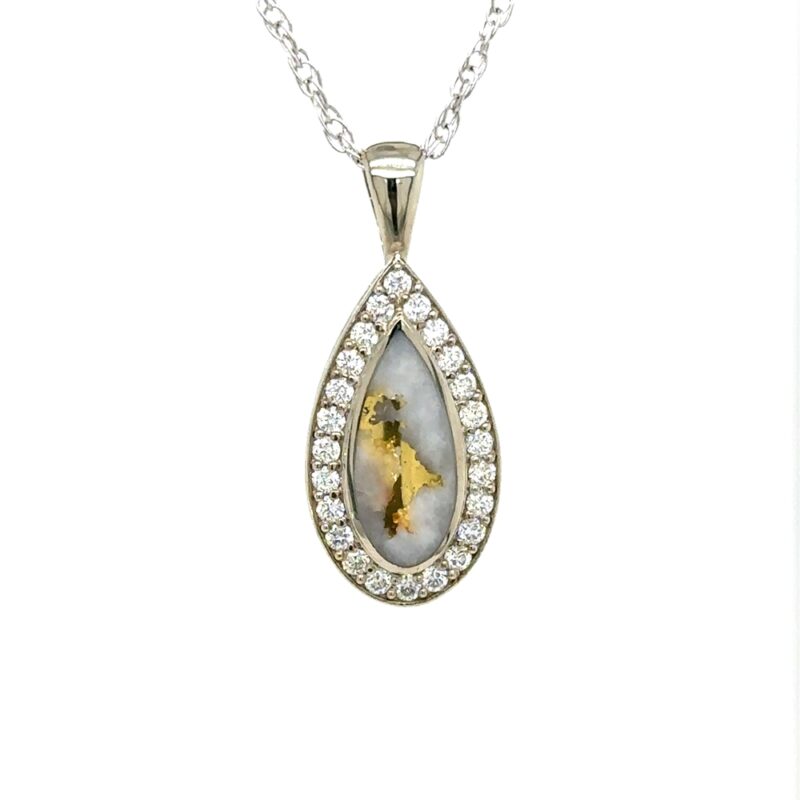 Gold Quartz White Gold Pendant 642G2W-2/3