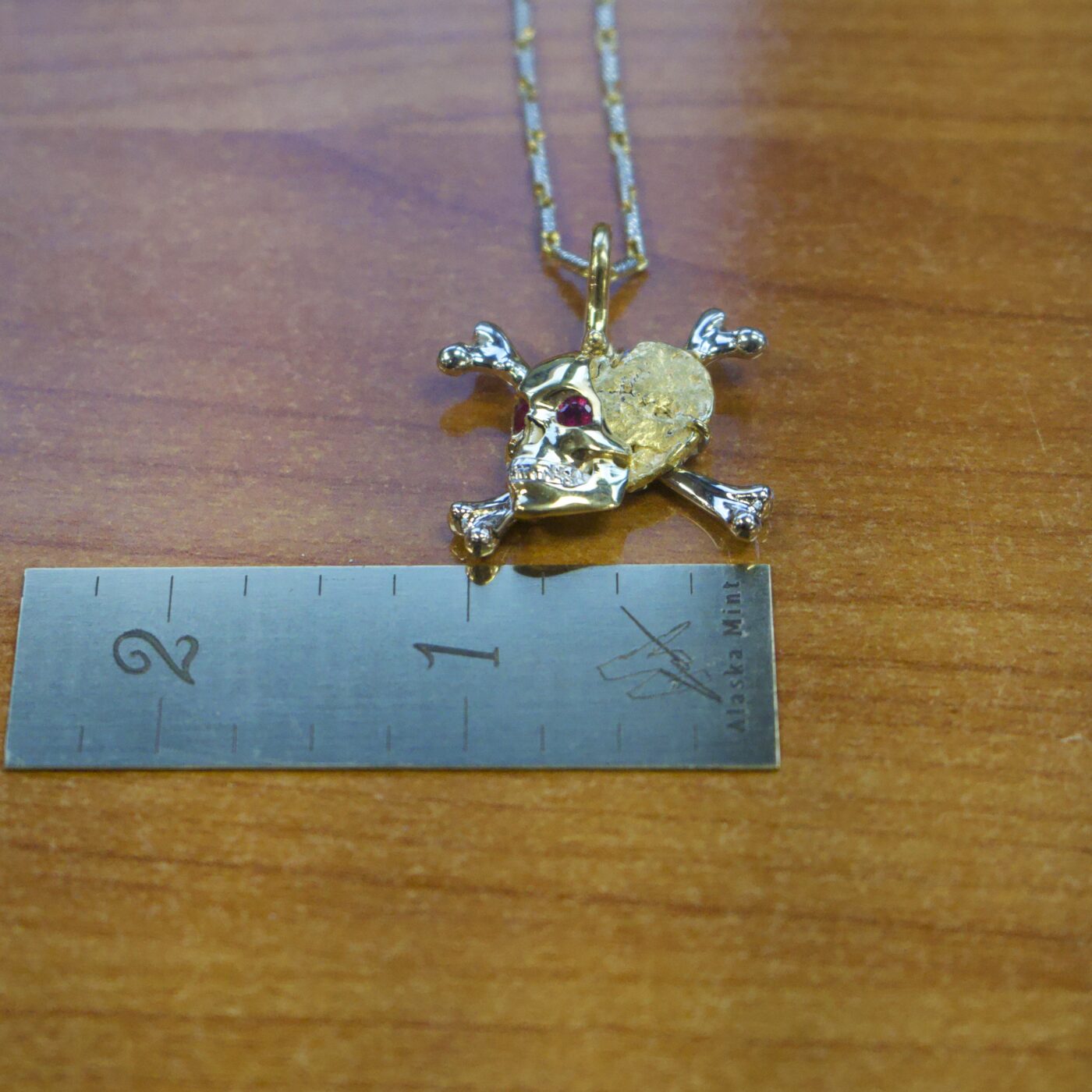 Medium 18k & Nugget "Golden Skull" Pendant - Image 6