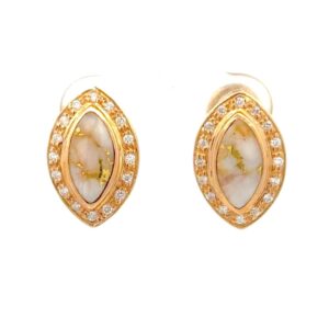 Gold Quartz & Diamond Halo Stud Earrings E2532-GQ