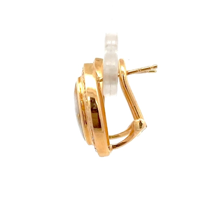 Gold Quartz & Diamond Halo Stud Earrings E2532-GQ - Image 3
