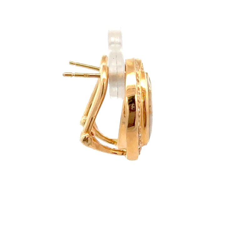 Gold Quartz & Diamond Halo Stud Earrings E2532-GQ - Image 4