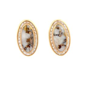 Gold Quartz & Diamond Halo Stud Earrings E255G2