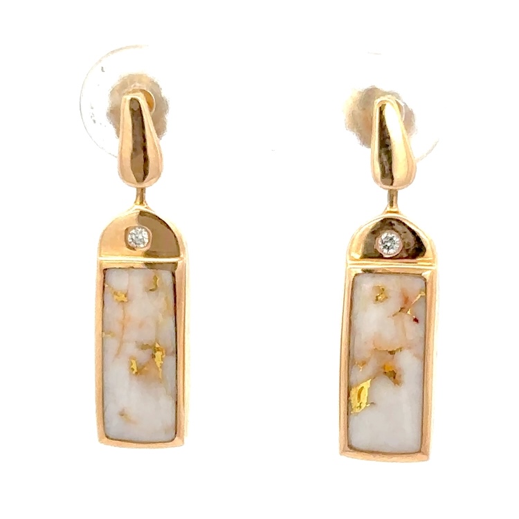 Reversible Gold Quartz & Gold Nugget Earrings E2808-GN - Image 2