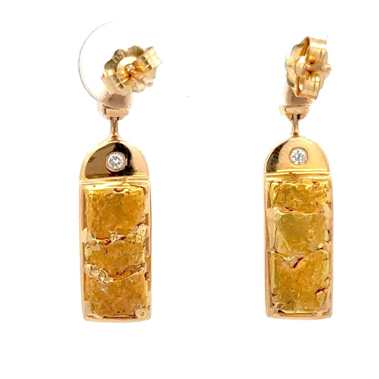 Reversible Gold Quartz & Gold Nugget Earrings E2808-GN - Image 4