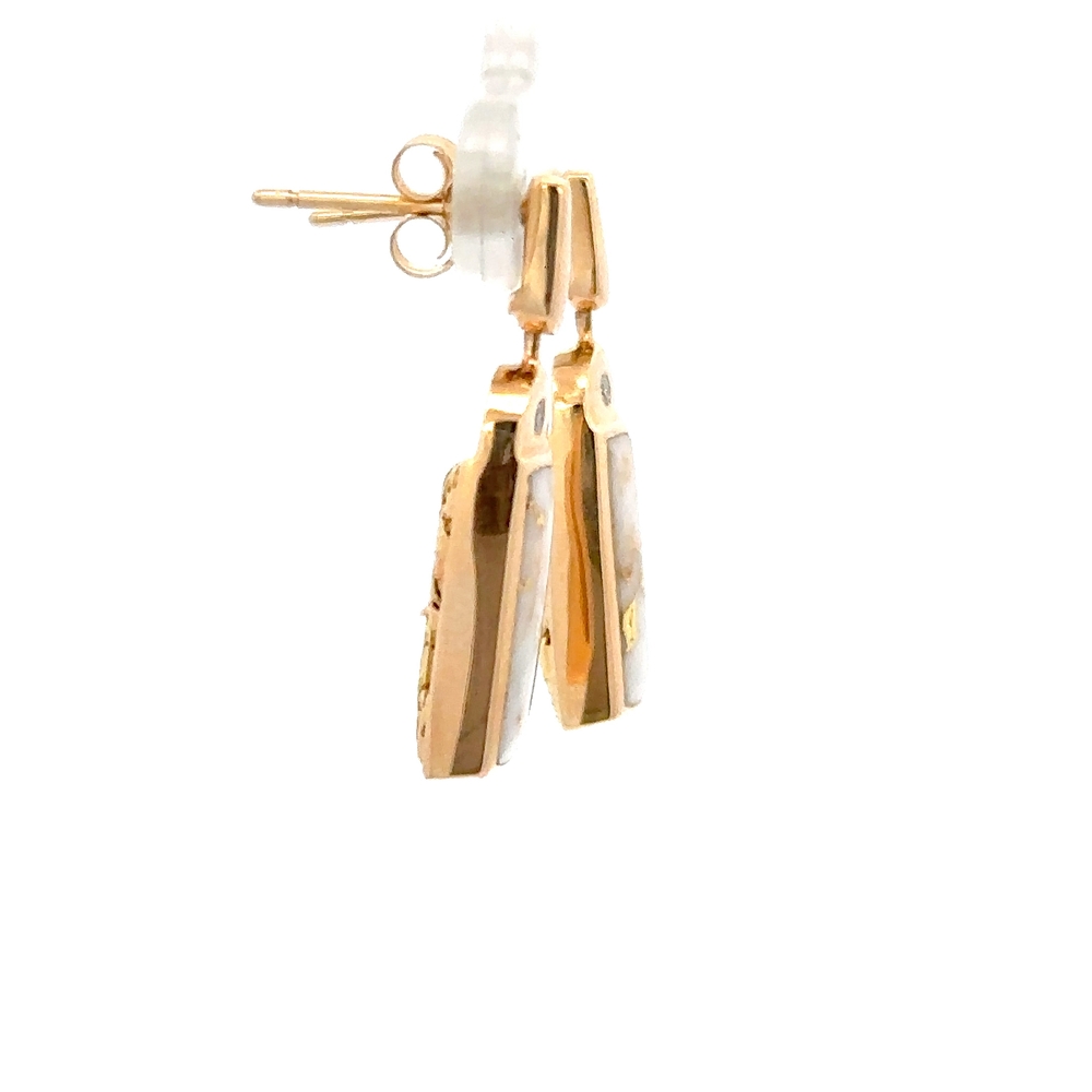 Reversible Gold Quartz & Gold Nugget Earrings E2808-GN - Image 5