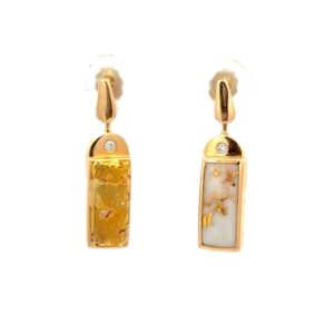 Reversible Gold Quartz & Gold Nugget Earrings E2808-GN