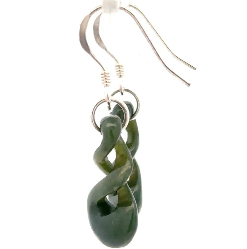 Jade Spiral Dangling Earrings E31X - Image 2