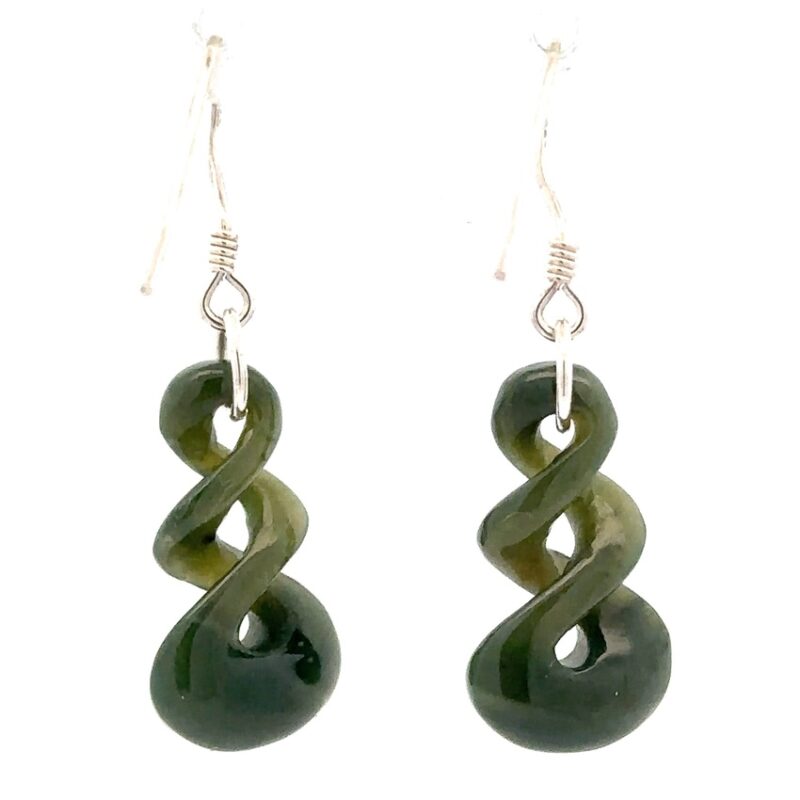 Jade Spiral Dangling Earrings E31X - Image 3