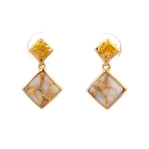 Gold Quartz & Gold Nugget Stud Earrings E3346-GN