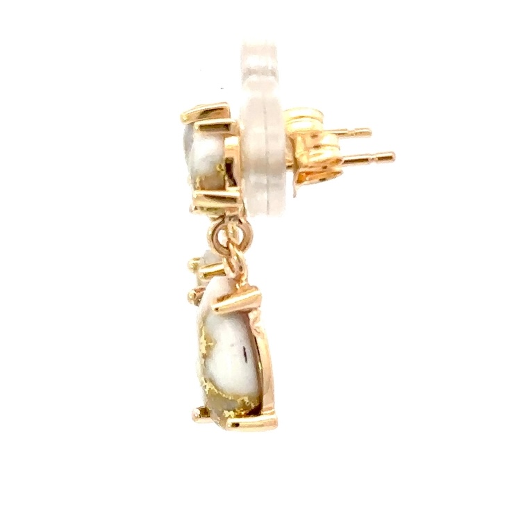 Post Drop Gold Quartz Earrings E6M10*7Q - Image 4