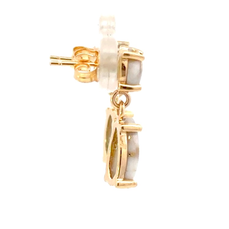 Post Drop Gold Quartz Earrings E6M10*7Q - Image 2