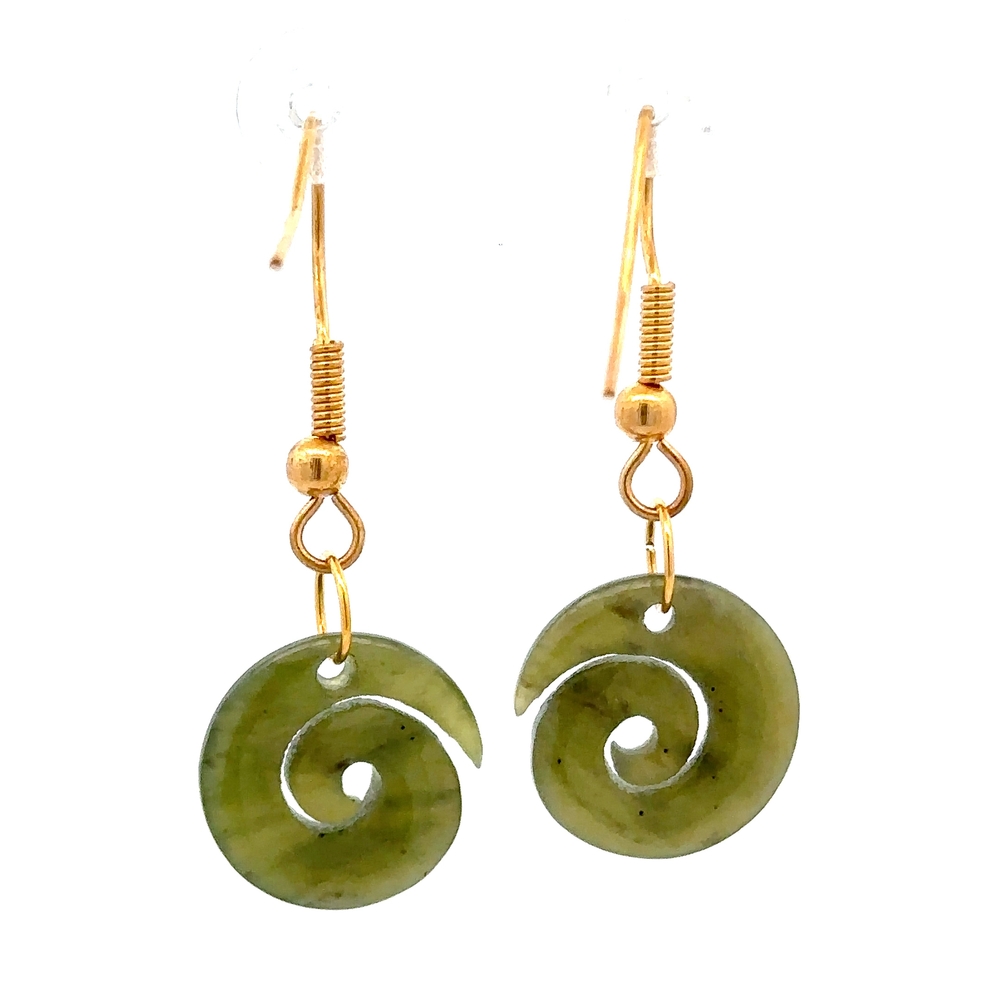 Jade Spiral Dangling Earrings EFH4X - Image 2