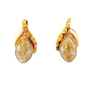 Gold quartz & Gold Nugget Stud Earrings EN763NQ