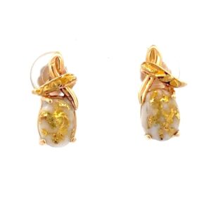 Gold Quartz & Gold Nugget Stud Earrings EN797NQ
