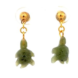 Jade Turtle Dangling Earrings ETX