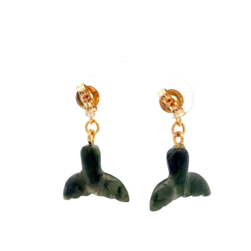 Jade Whale Tail Dangling Earrings EWTZ - Image 3