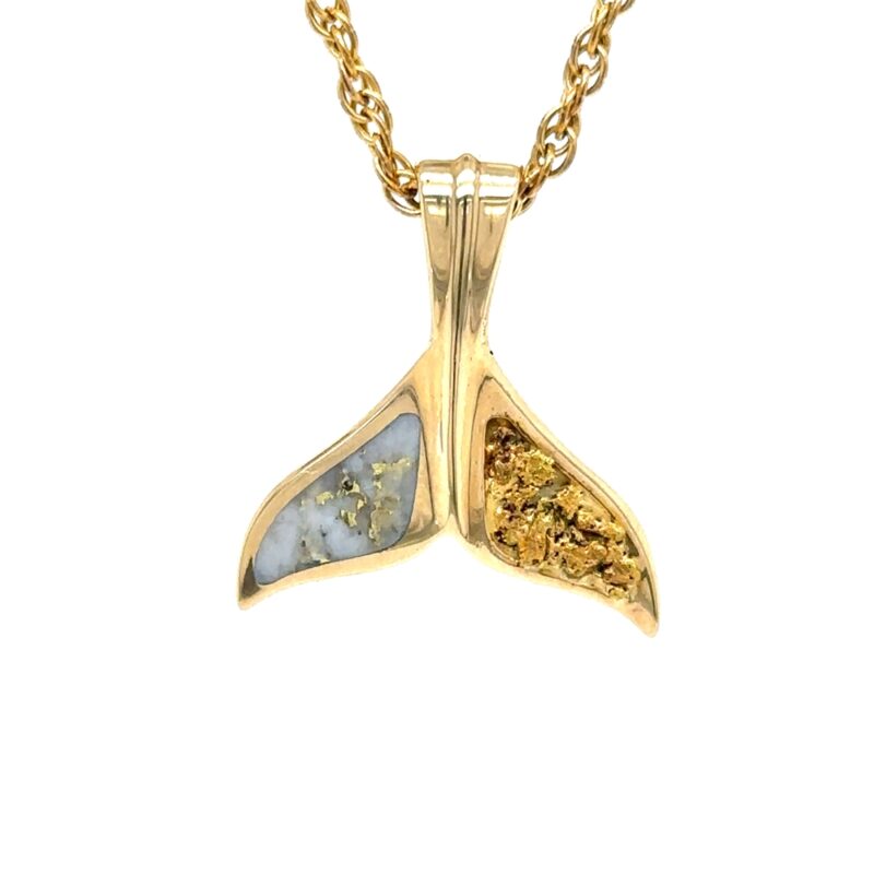 Gold Quartz & Gold Nugget Whale Tail FF564G2NG
