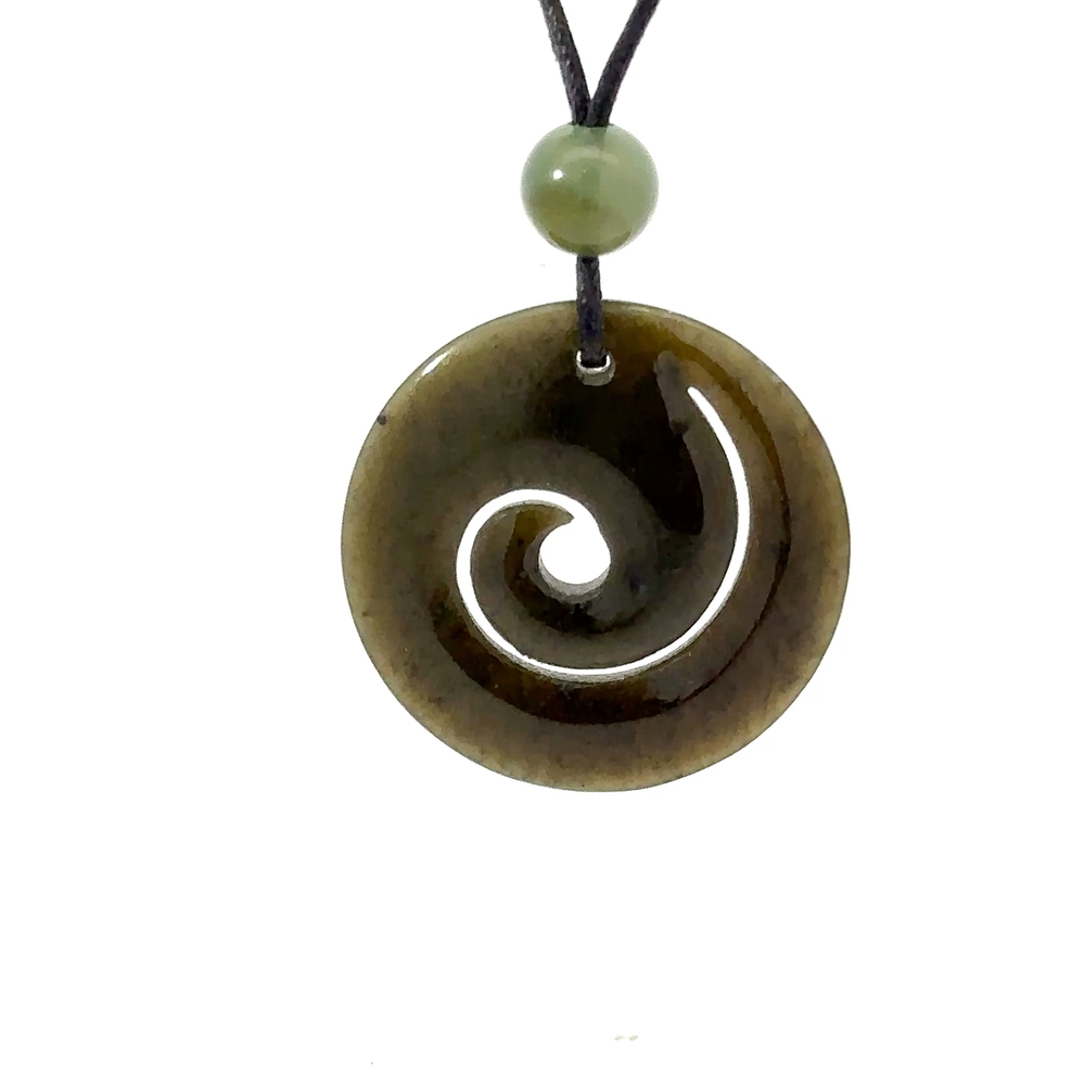 Spiraling Jade Cord Necklace FH7B - Image 2
