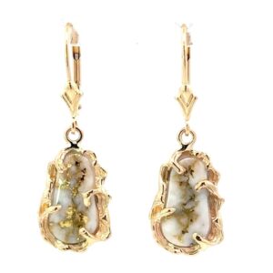Gold Quartz Free Form French Hook Earrings EFFQ5