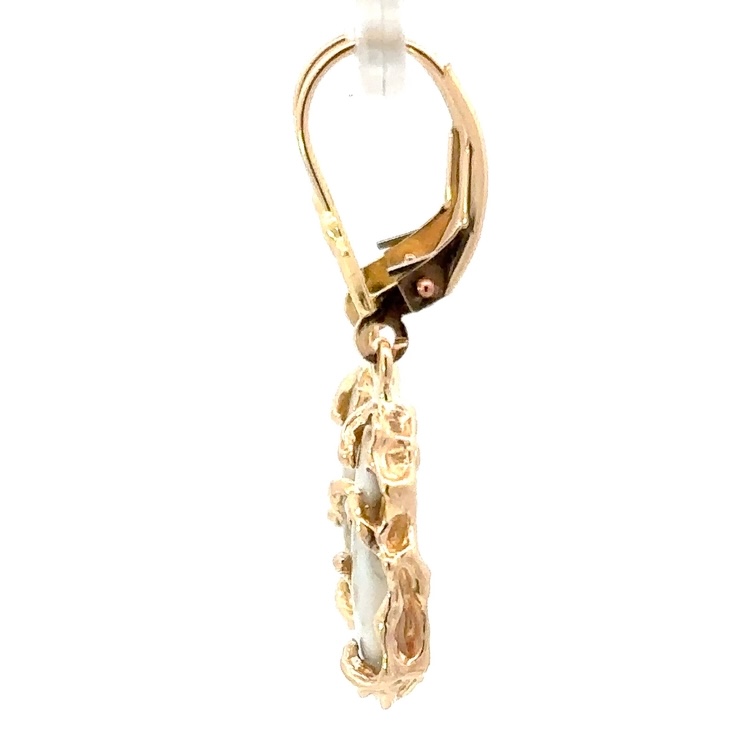 Gold Quartz Free Form French Hook Earrings EFFQ5 - Image 4