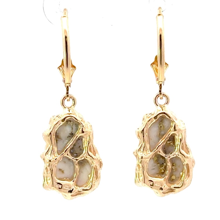 Gold Quartz Free Form French Hook Earrings EFFQ5 - Image 3