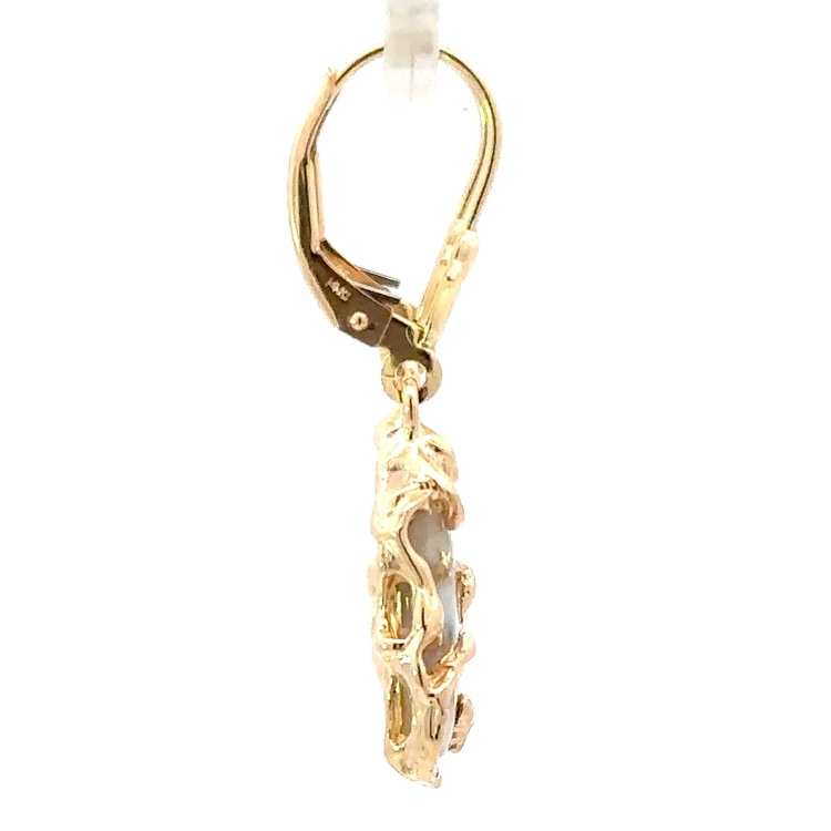 Gold Quartz Free Form French Hook Earrings EFFQ5 - Image 2