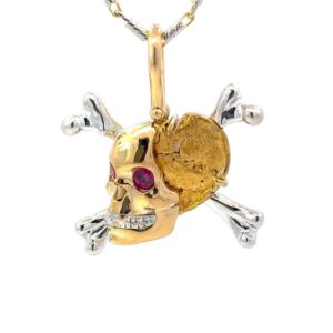 Medium 18k & Nugget "Golden Skull" Pendant