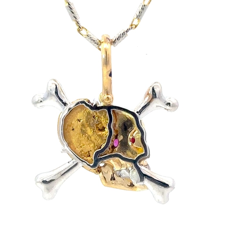 Medium 18k & Nugget "Golden Skull" Pendant - Image 2
