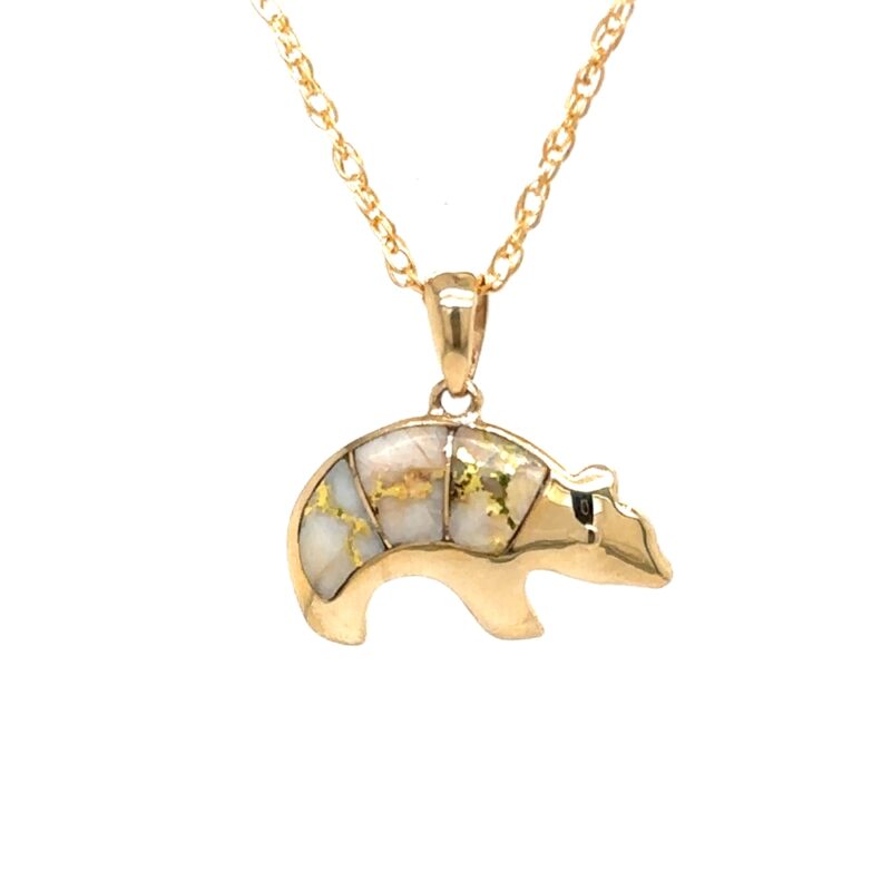 Gold Quartz Bear Pendant P3332-GQ