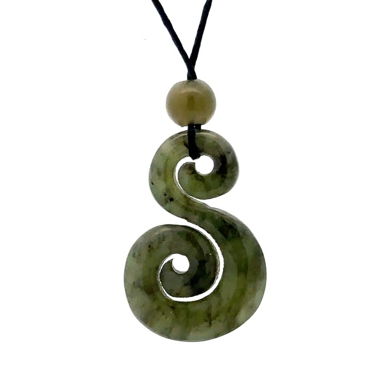 Dual Spiral Jade Necklace P49Z - Image 2