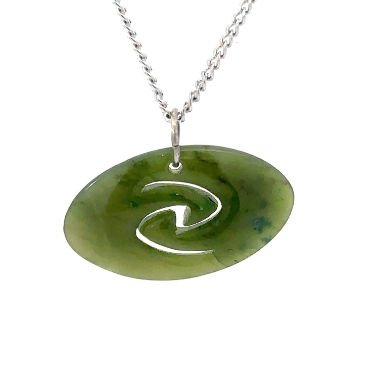 Jade Pendant with Sterling Silver Chain P51ZC - Image 3