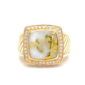 Mens Gold Quartz Ring R2351-GQ