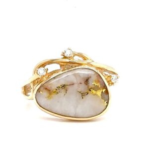 Gold Quartz & Diamond Ring R3255-GQ