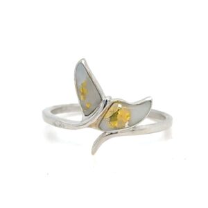 Gold Quartz Whale Tail White Gold Ladies Ring R3345-GQW