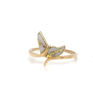 Gold Quartz Whale Tail Ladies Ring R3345-GQ