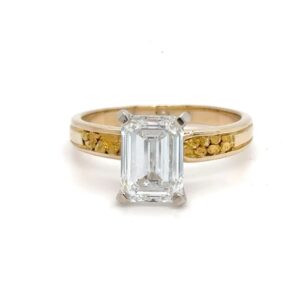 3.06ct Lab Grown Diamond In 14K Yellow Gold With Gold Nuggets RL157E3.06LG