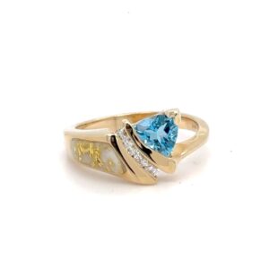 Gold Quartz & Blue Topaz Ladies Ring RL844D12BTQ