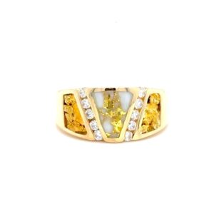 Gold Nugget & Gold Quartz Diamond Band RLBSL1325D