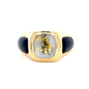 Gold Quartz & Black Onyx Mens Ring RM674XNQ