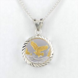 Eagle in Flight 1/10 oz Gold Relief Diamond Cut Pendant