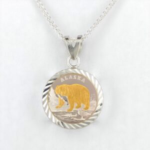 Grizzly Bear 1/10 oz Gold Relief Diamond Cut Pendant