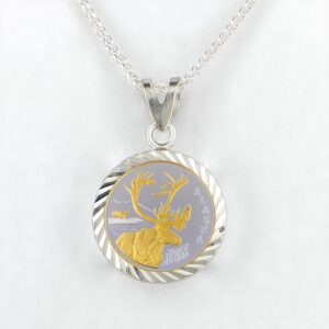 Caribou 1/10 oz Gold Relief Diamond Cut Pendant