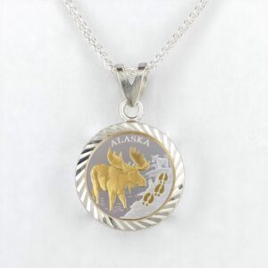 Moose Tracks 1/10 oz Gold Relief Diamond Cut Pendant