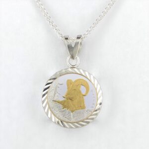 Dall Sheep 1/10 oz Gold Relief Diamond Cut Pendant