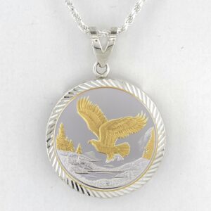Eagle in Flight 1/4 oz Gold Relief Diamond Cut Pendant