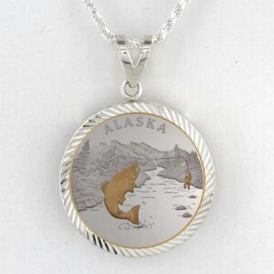 Sport Fishing 1/4 oz Gold Relief Diamond Cut Pendant